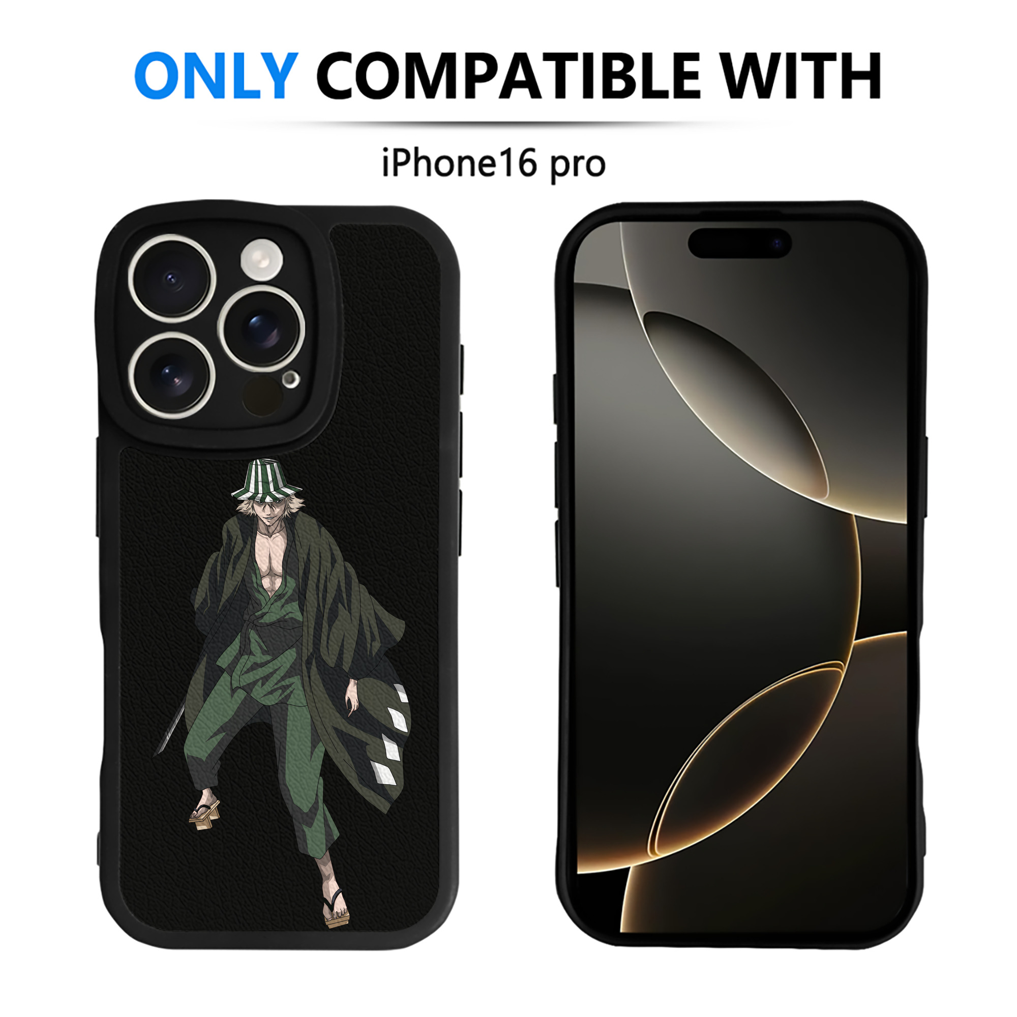 （画像用） "ブリーチ 浦原 喜助（うらはら きすけ） BLEACH Urahara Kisuke " 【iPhone 16シリーズ対応】シリコンスマホケース（レザー調） 材質：シリコン